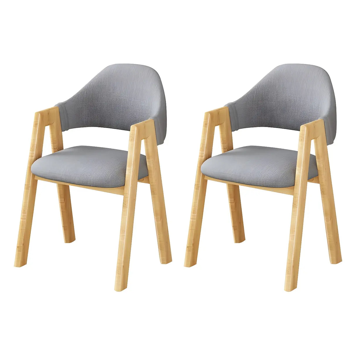 Open Back Cotton Leather Dining Arm Chair with Wood Leg Image - 35
