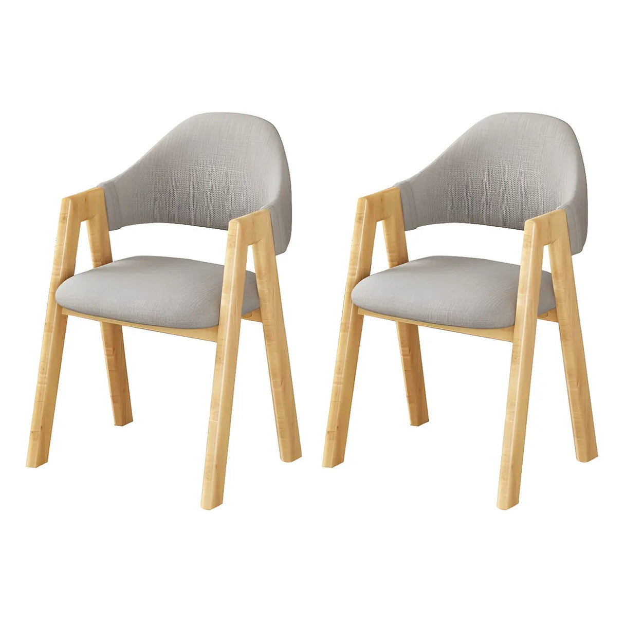 Open Back Cotton Leather Dining Arm Chair with Wood Leg Image - 41