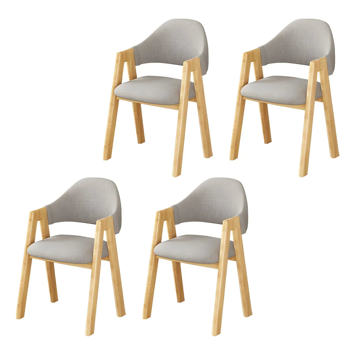 Open Back Cotton Leather Dining Arm Chair with Wood Leg Image - 42