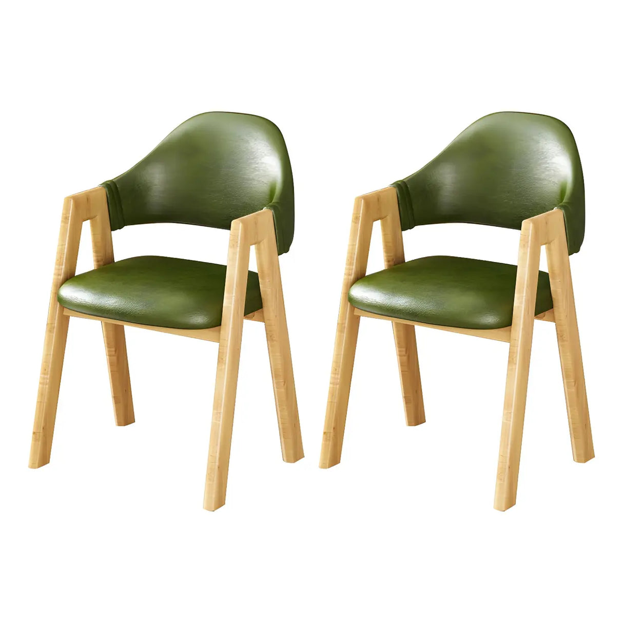 Open Back Cotton Leather Dining Arm Chair with Wood Leg Image - 44