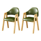 Open Back Cotton Leather Dining Arm Chair with Wood Leg Image - 44