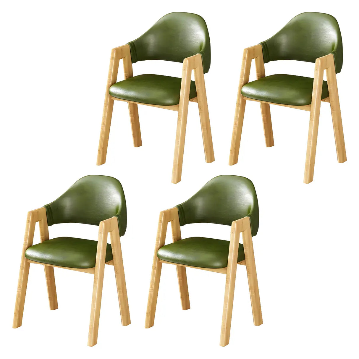 Open Back Cotton Leather Dining Arm Chair with Wood Leg Image - 45