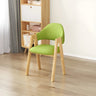 Open Back Cotton Leather Dining Arm Chair with Wood Leg Image - 46