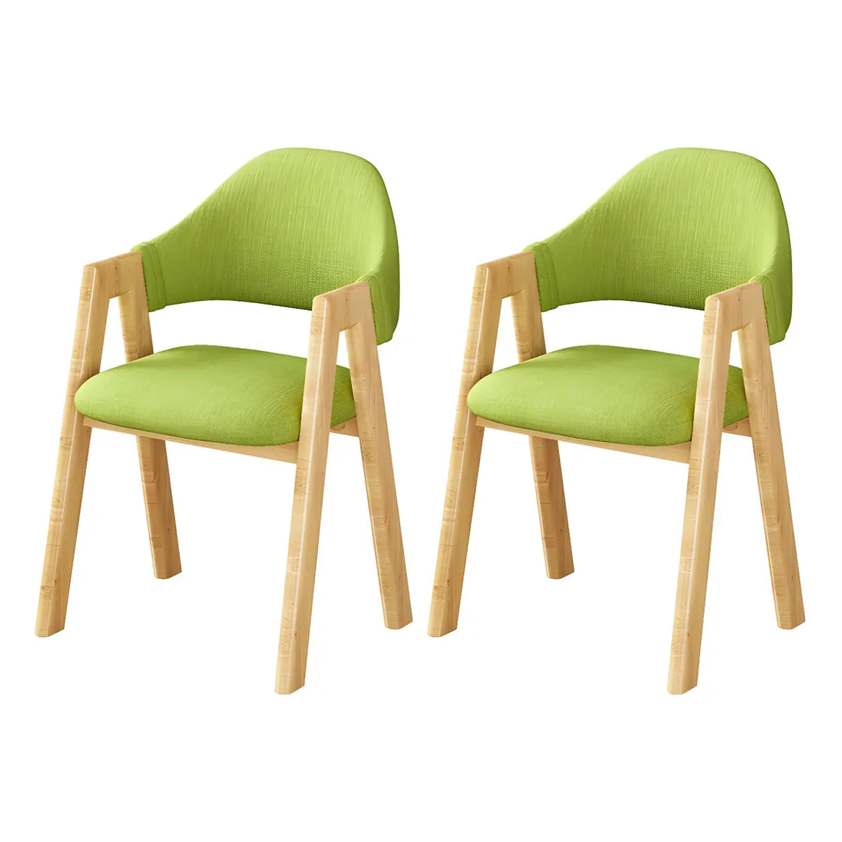 Open Back Cotton Leather Dining Arm Chair with Wood Leg Image - 47