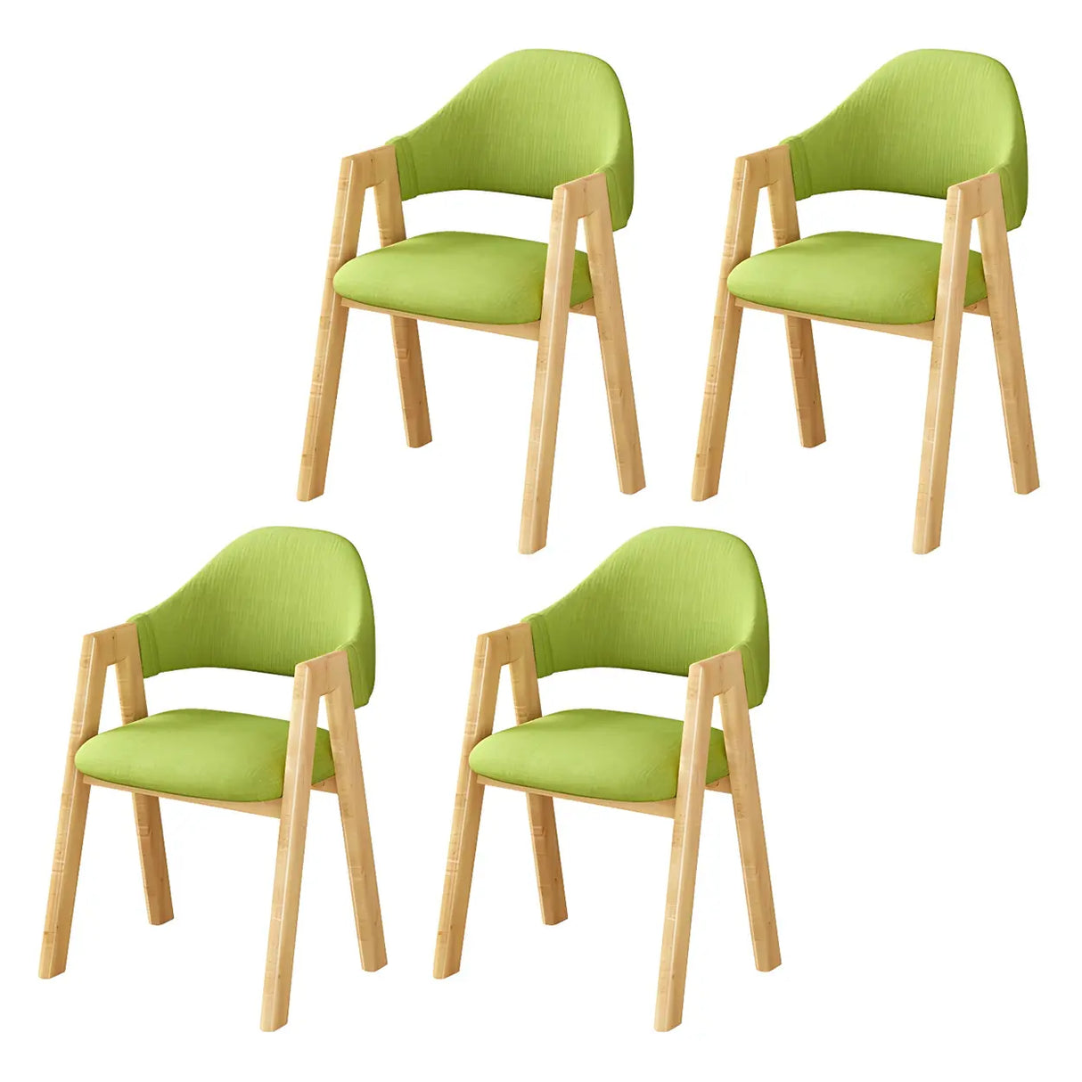 Open Back Cotton Leather Dining Arm Chair with Wood Leg Image - 48