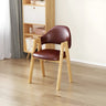Open Back Cotton Leather Dining Arm Chair with Wood Leg Image - 49