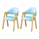 Open Back Cotton Leather Dining Arm Chair with Wood Leg Image - 53