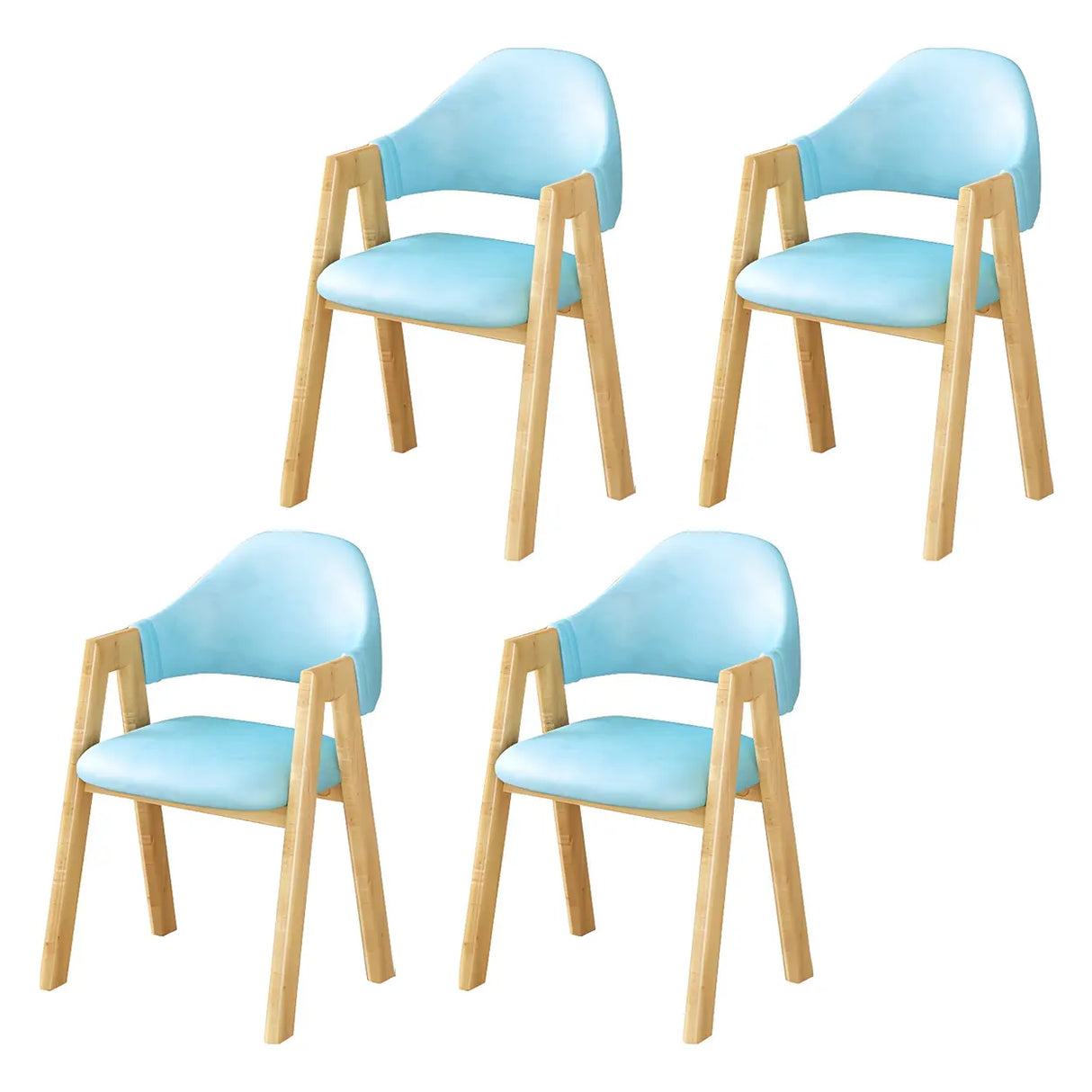 Open Back Cotton Leather Dining Arm Chair with Wood Leg Image - 54