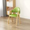 Open Back Cotton Leather Dining Arm Chair with Wood Leg Image - 61