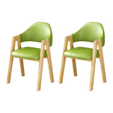 Open Back Cotton Leather Dining Arm Chair with Wood Leg Image - 62