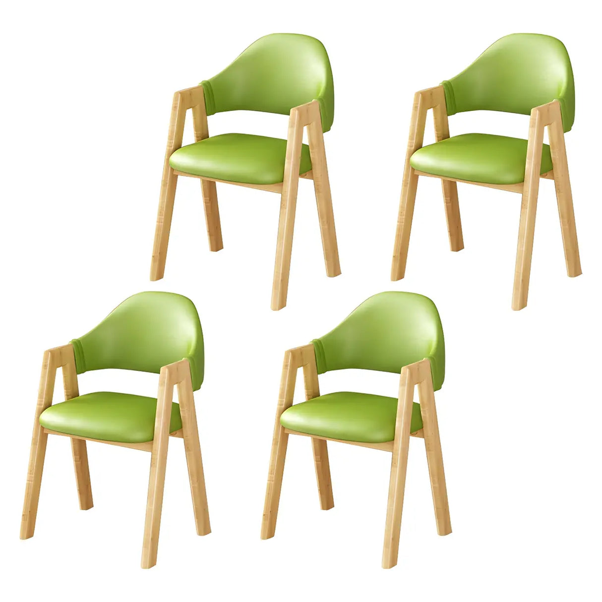 Open Back Cotton Leather Dining Arm Chair with Wood Leg Image - 63