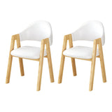 Open Back Cotton Leather Dining Arm Chair with Wood Leg Image - 68