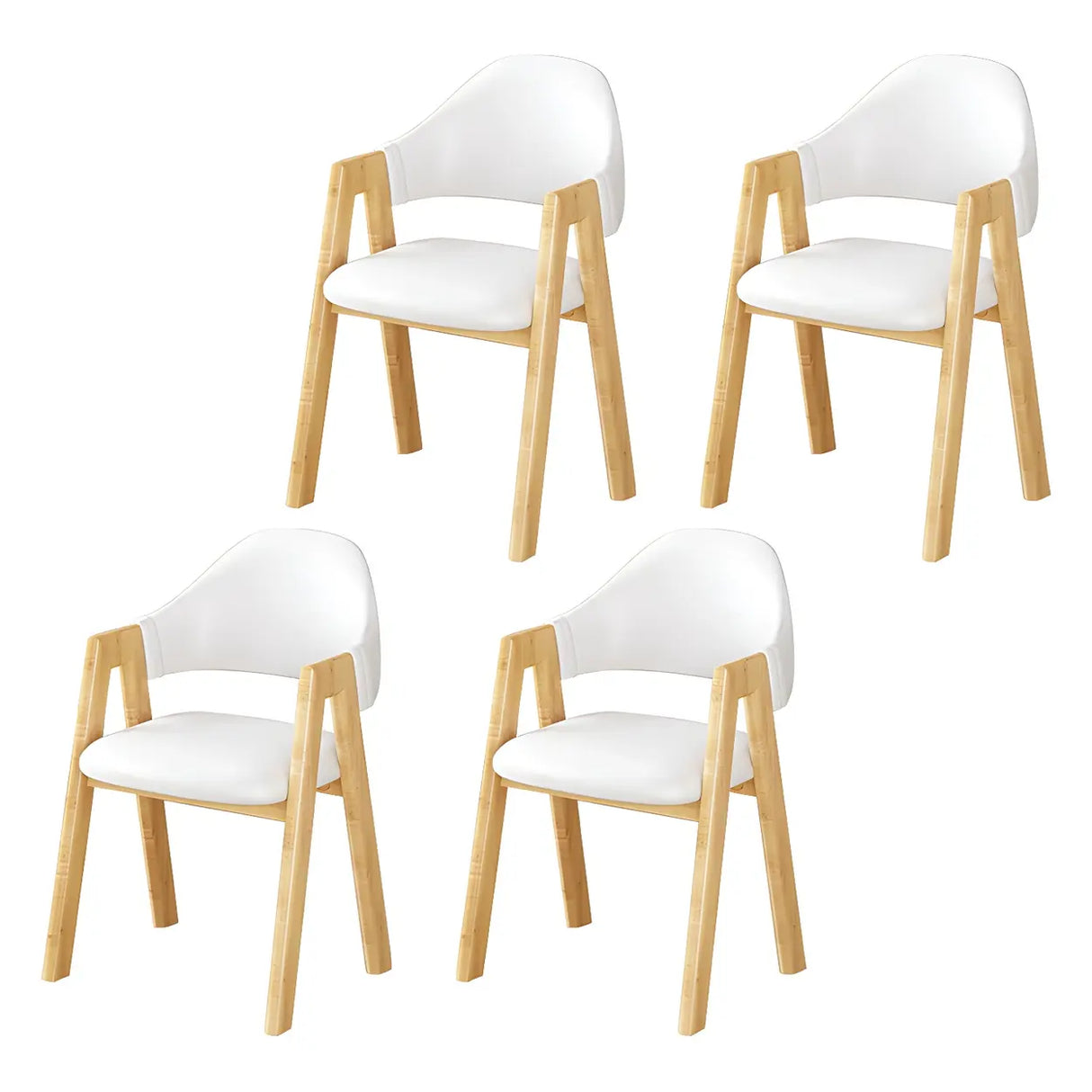 Open Back Cotton Leather Dining Arm Chair with Wood Leg Image - 69