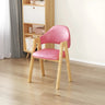 Open Back Cotton Leather Dining Arm Chair with Wood Leg Image - 70