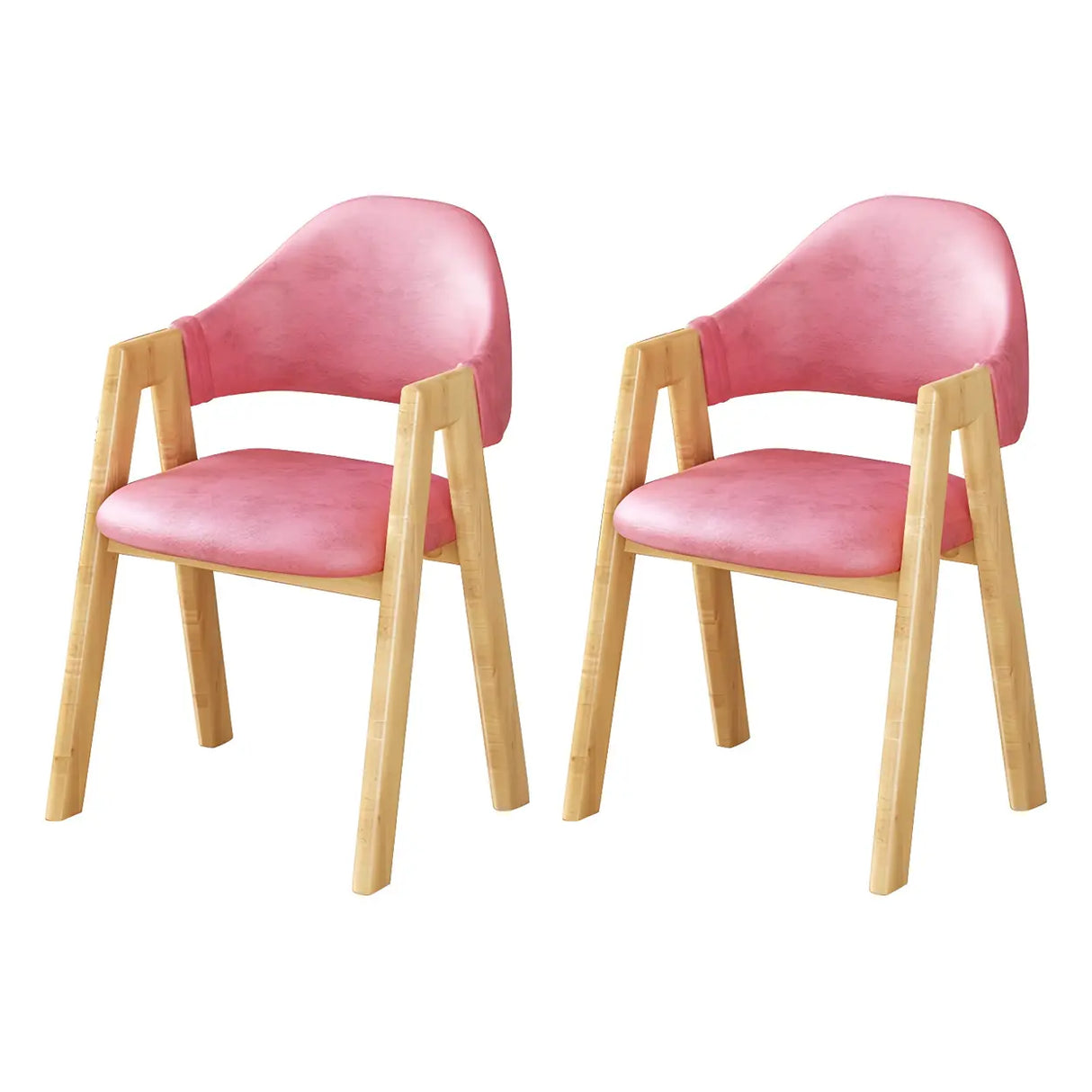 Open Back Cotton Leather Dining Arm Chair with Wood Leg Image - 71