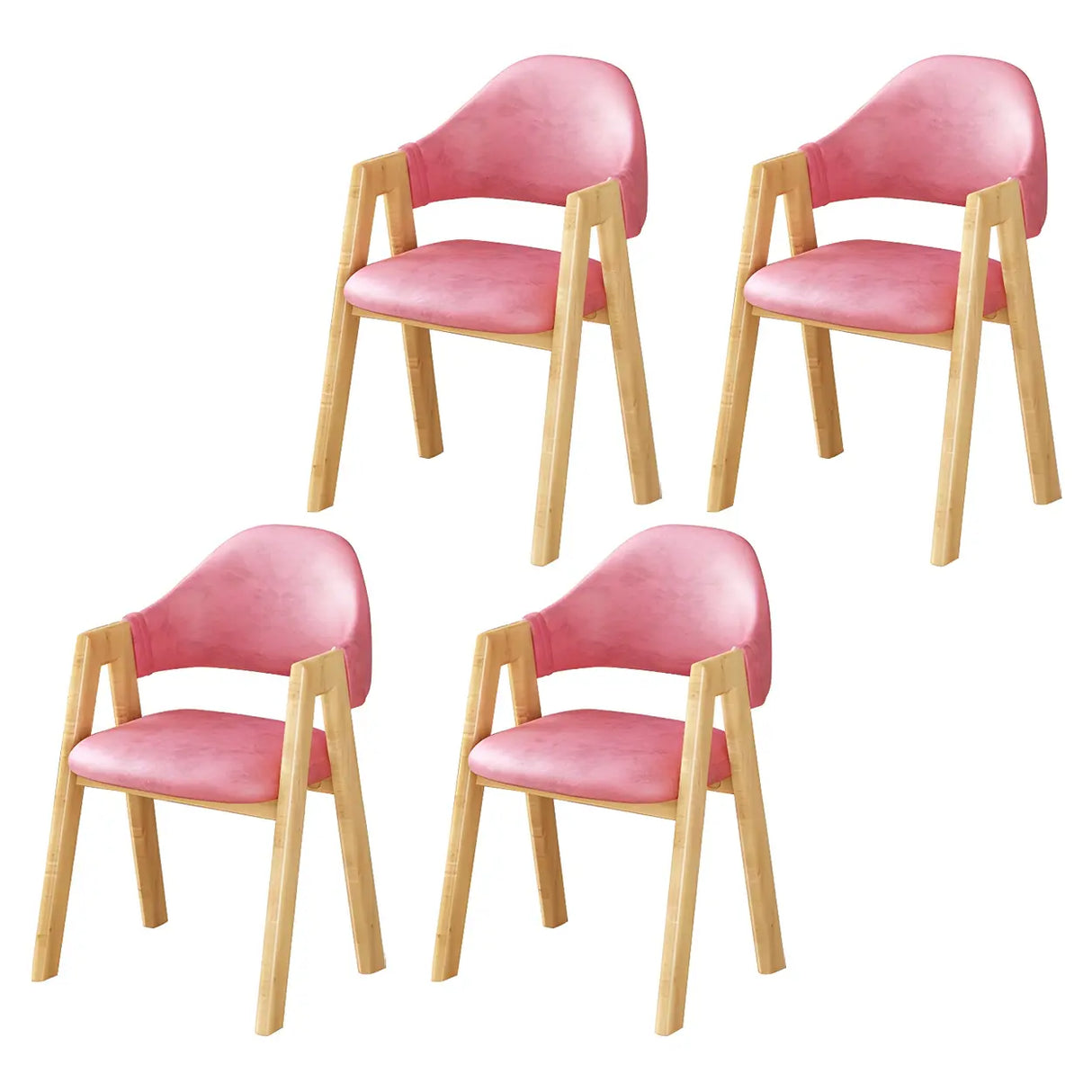 Open Back Cotton Leather Dining Arm Chair with Wood Leg Image - 72