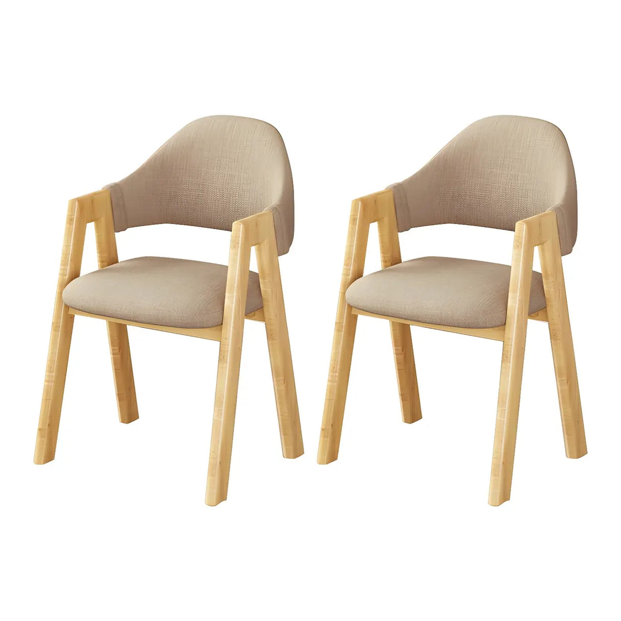Open Back Cotton Leather Dining Arm Chair with Wood Leg Image - 74