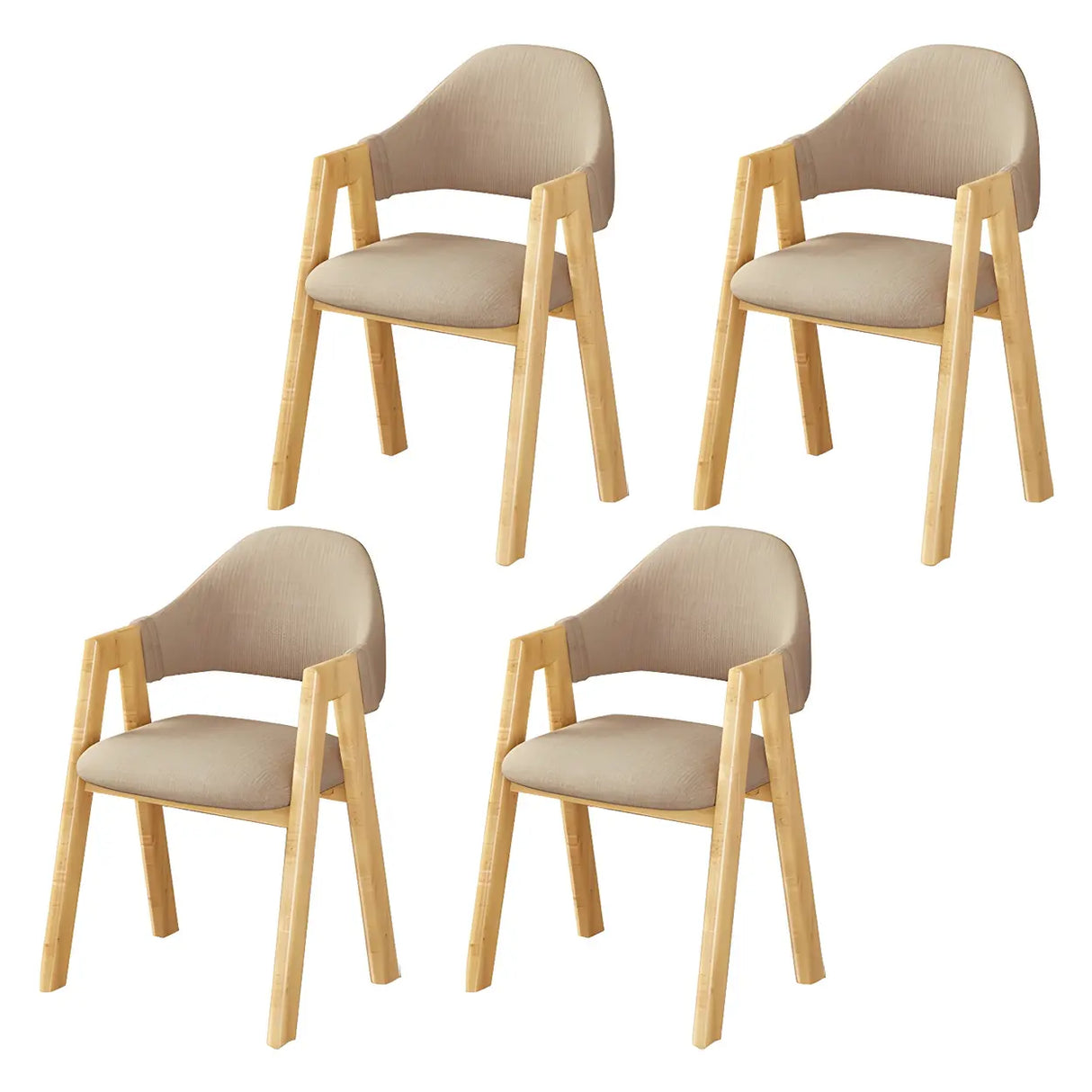 Open Back Cotton Leather Dining Arm Chair with Wood Leg Image - 75