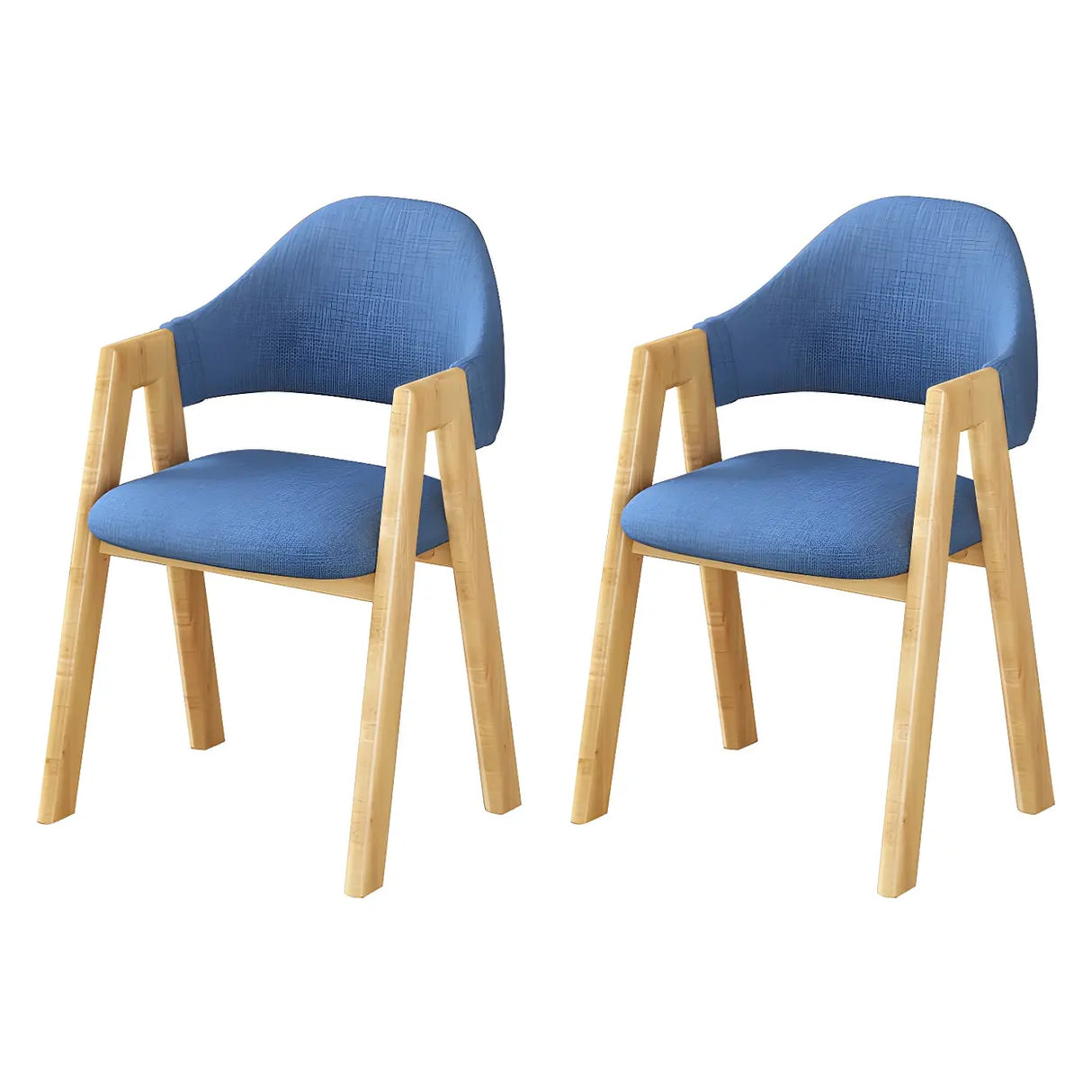 Open Back Cotton Leather Dining Arm Chair with Wood Leg Image - 83