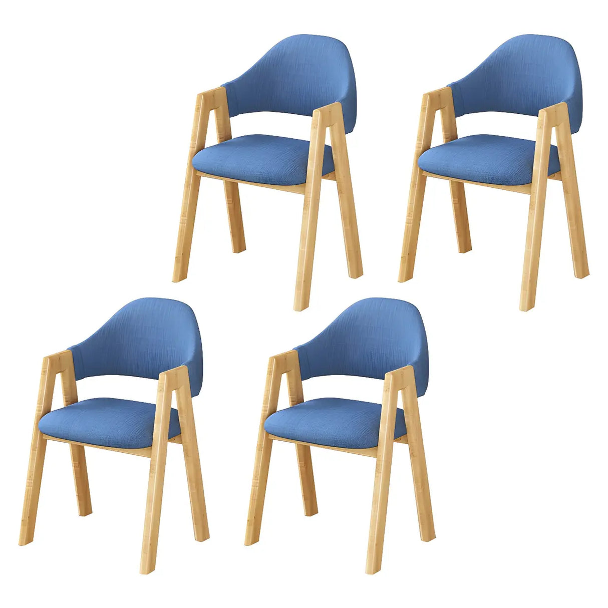 Open Back Cotton Leather Dining Arm Chair with Wood Leg Image - 84