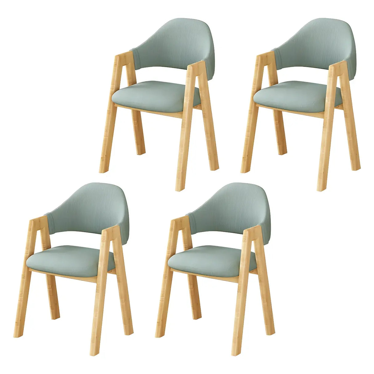 Open Back Cotton Leather Dining Arm Chair with Wood Leg Image - 87