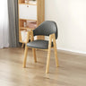 Open Back Cotton Leather Dining Arm Chair with Wood Leg Image - 88