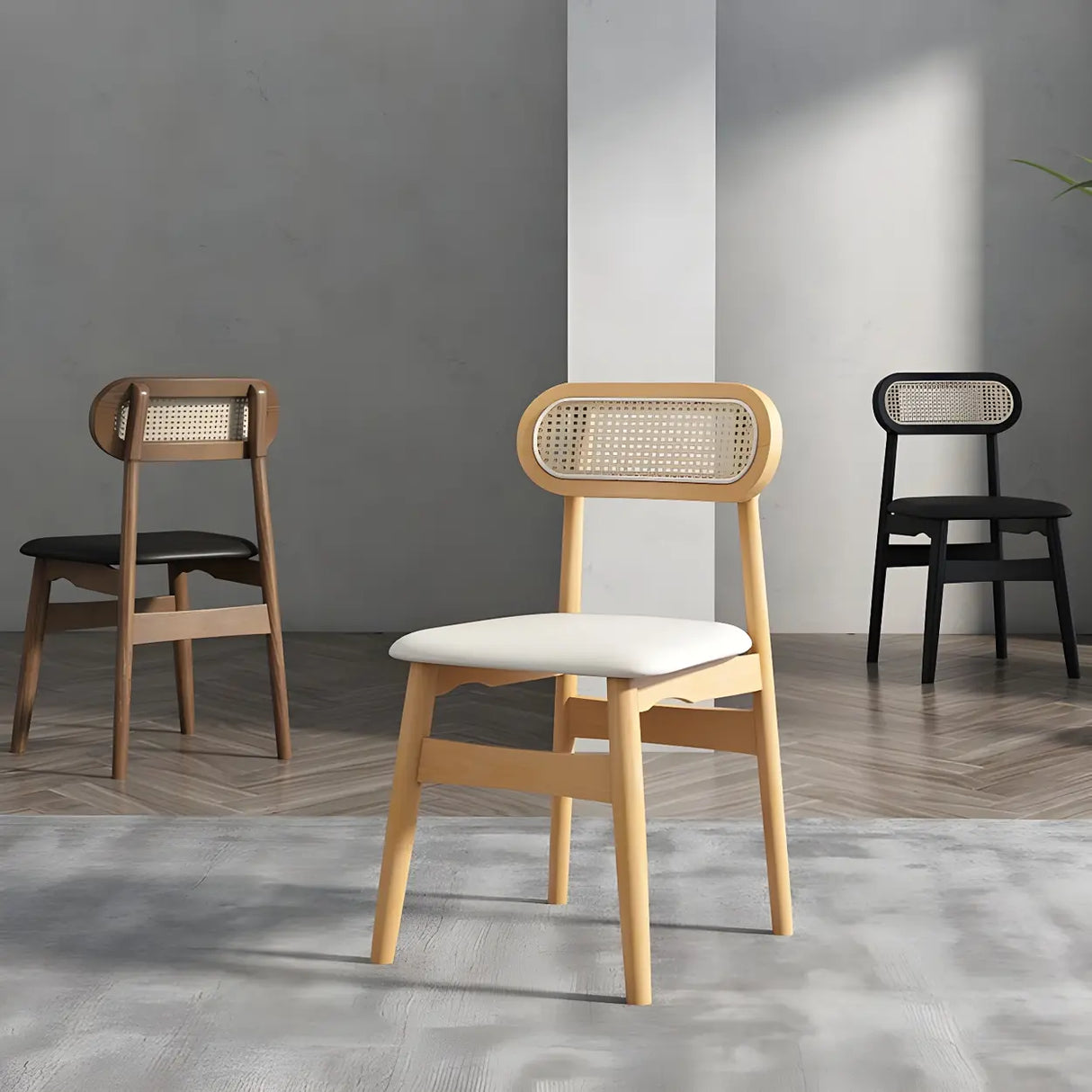 Open Back Faux Leather Upholstered Dining Side Chair Image - 20