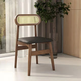 Open Back Faux Leather Upholstered Dining Side Chair Image - 5
