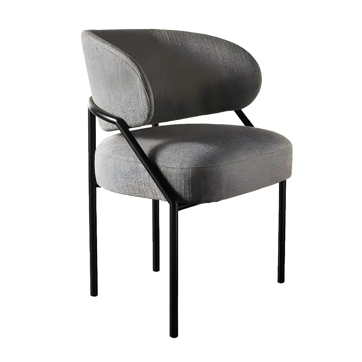 Open Back Iron Leg Faux Leather Dining Side Chair Image - 10