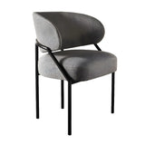 Open Back Iron Leg Faux Leather Dining Side Chair Image - 10