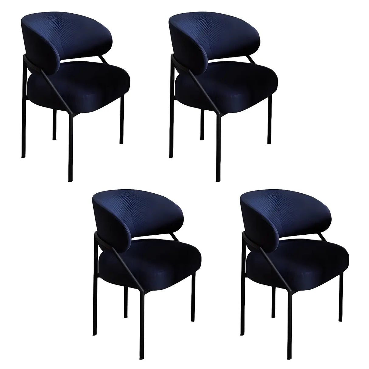 Open Back Iron Leg Faux Leather Dining Side Chair Image - 11