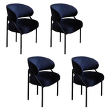 Open Back Iron Leg Faux Leather Dining Side Chair Image - 11