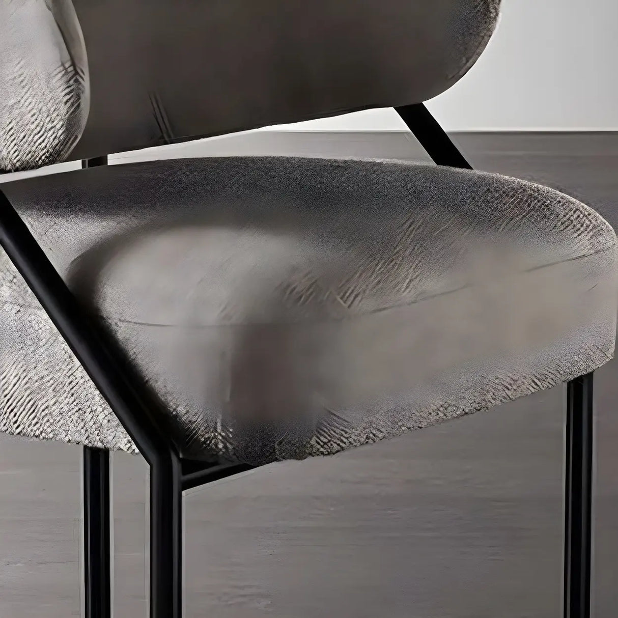 Open Back Iron Leg Faux Leather Dining Side Chair Image - 15