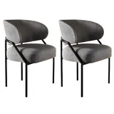 Open Back Iron Leg Faux Leather Dining Side Chair Image - 16