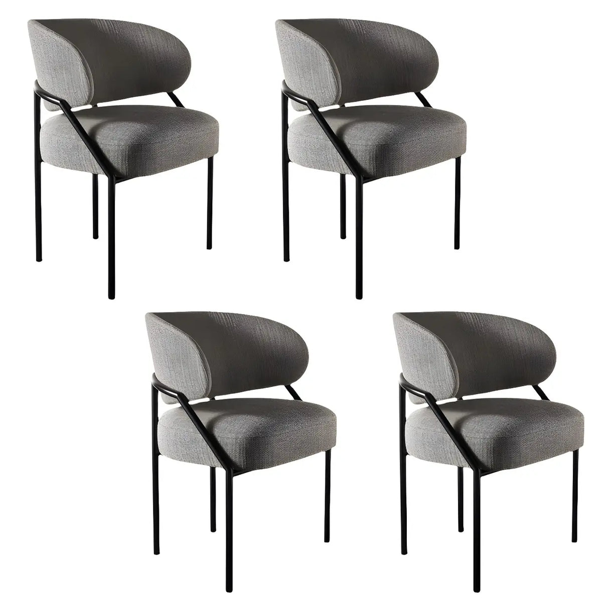 Open Back Iron Leg Faux Leather Dining Side Chair Image - 17