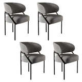 Open Back Iron Leg Faux Leather Dining Side Chair Image - 17