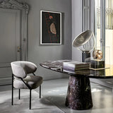 Open Back Iron Leg Faux Leather Dining Side Chair Image - 20