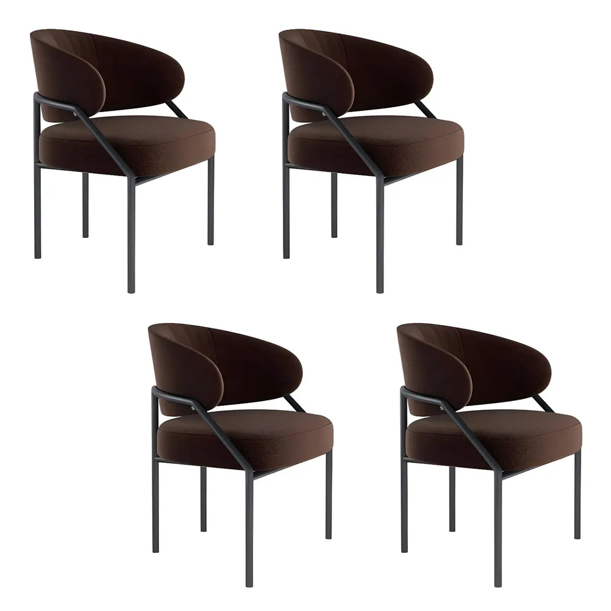 Open Back Iron Leg Faux Leather Dining Side Chair Image - 5