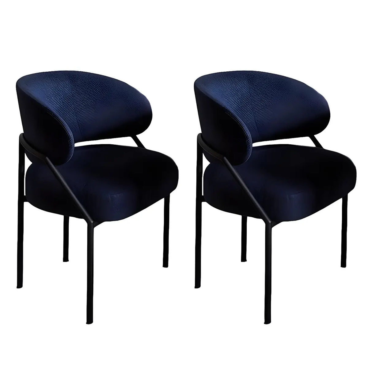 Open Back Iron Leg Faux Leather Dining Side Chair Image - 9
