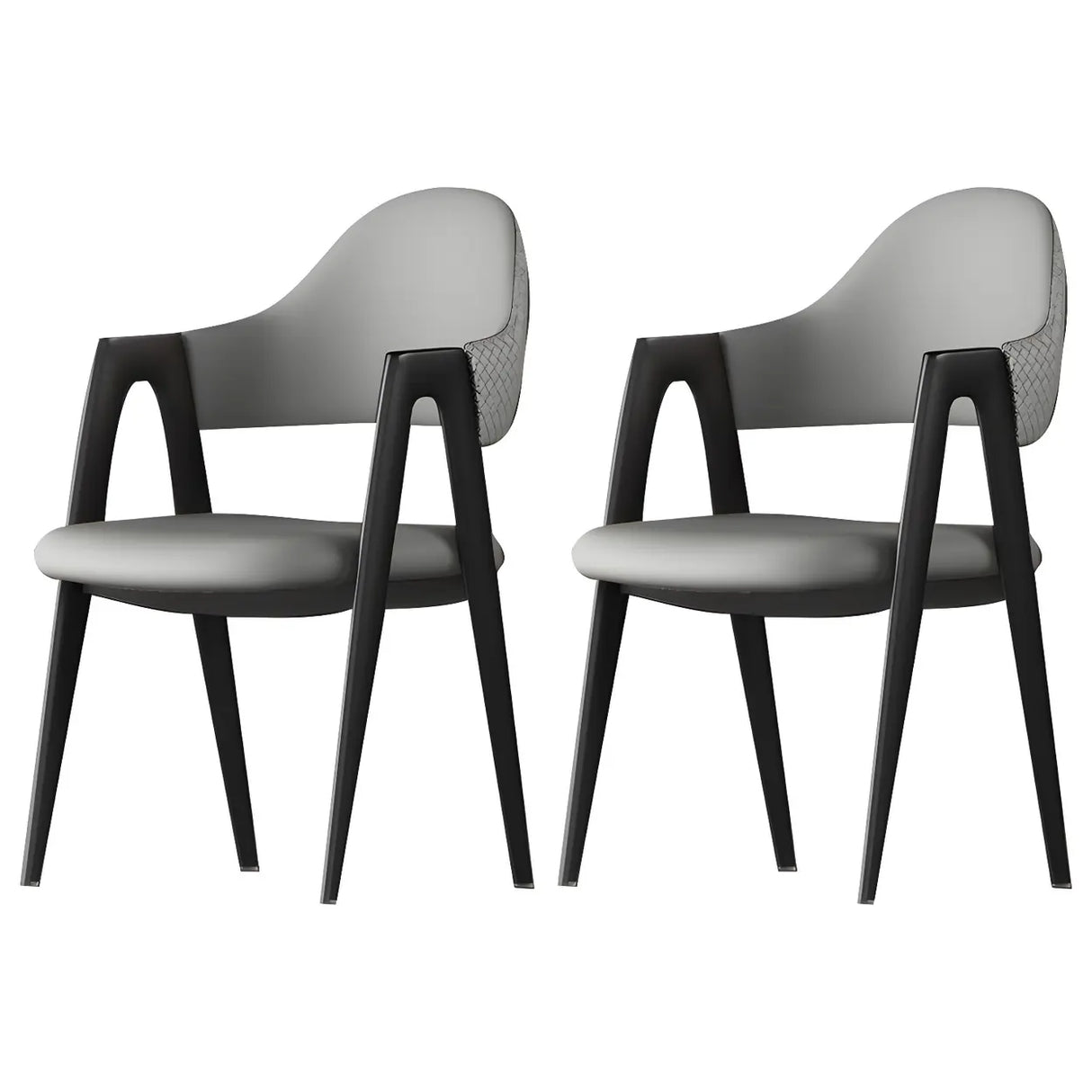 Open Back Leather Dining Arm Chair with Metal Leg Image - 10