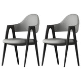 Open Back Leather Dining Arm Chair with Metal Leg Image - 10
