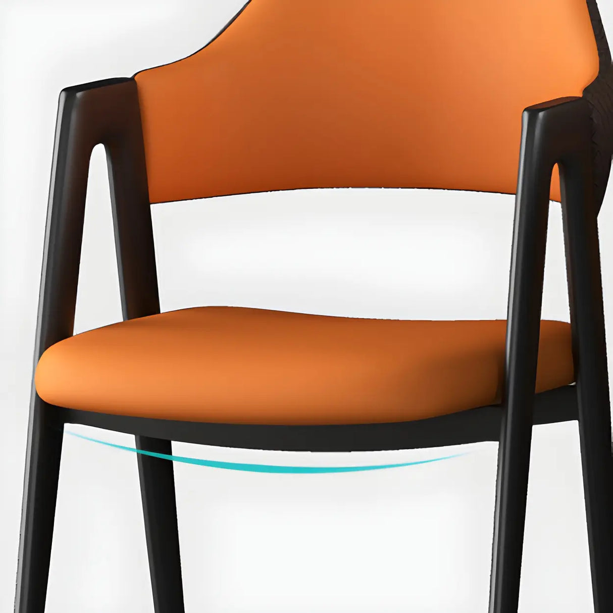 Open Back Leather Dining Arm Chair with Metal Leg Image - 11