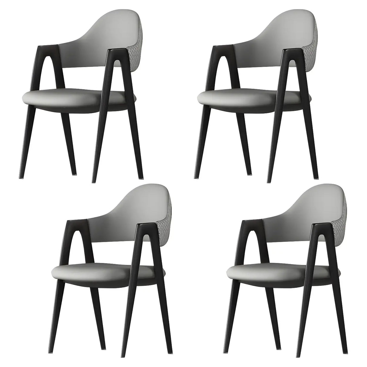 Open Back Leather Dining Arm Chair with Metal Leg Image - 12