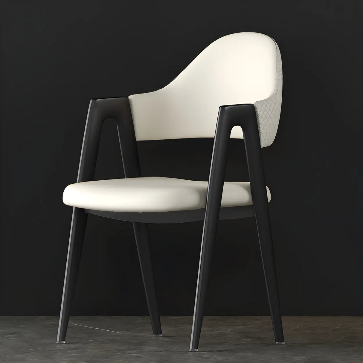 Open Back Leather Dining Arm Chair with Metal Leg Image - 14
