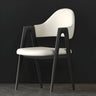 Open Back Leather Dining Arm Chair with Metal Leg Image - 14
