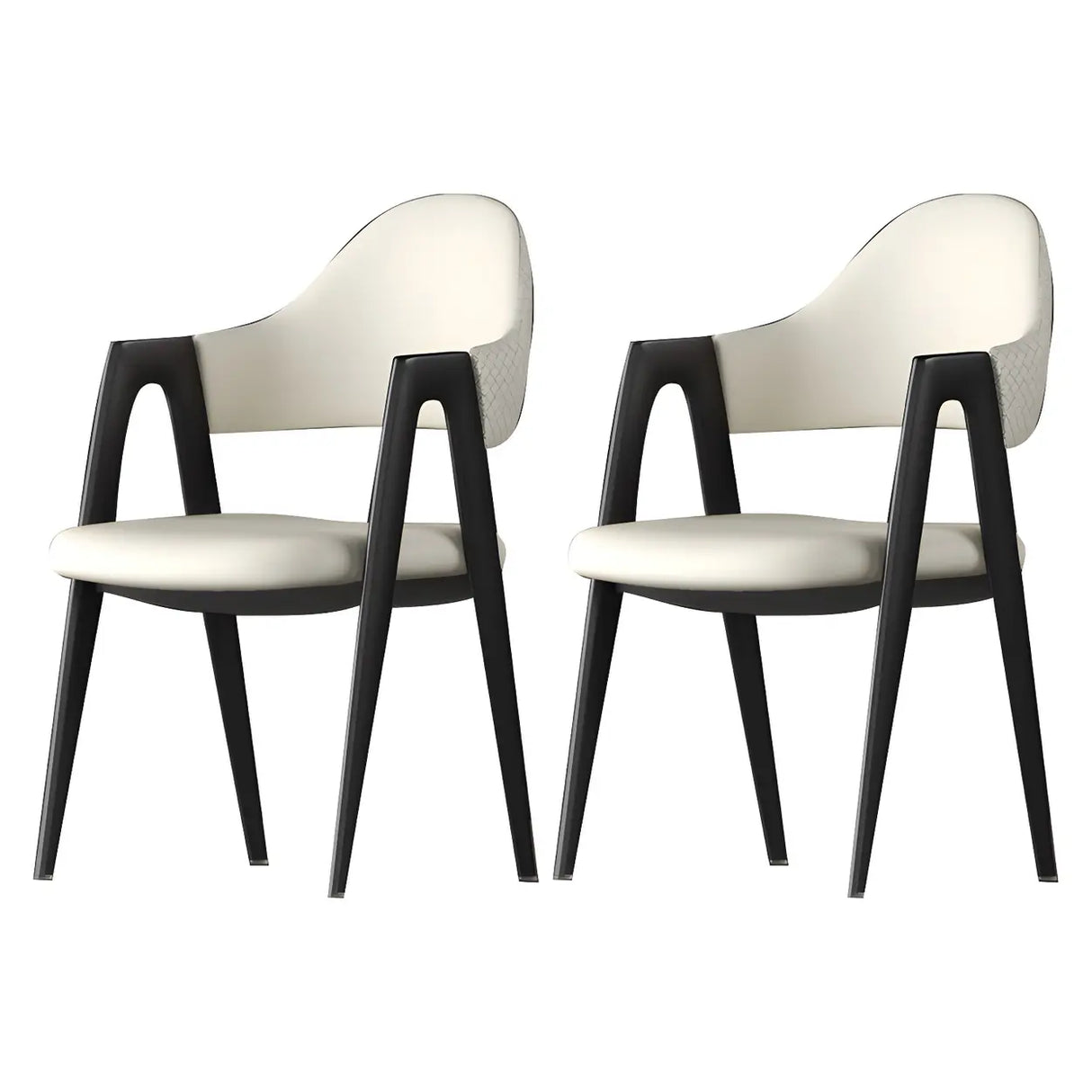 Open Back Leather Dining Arm Chair with Metal Leg Image - 15