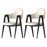Open Back Leather Dining Arm Chair with Metal Leg Image - 15