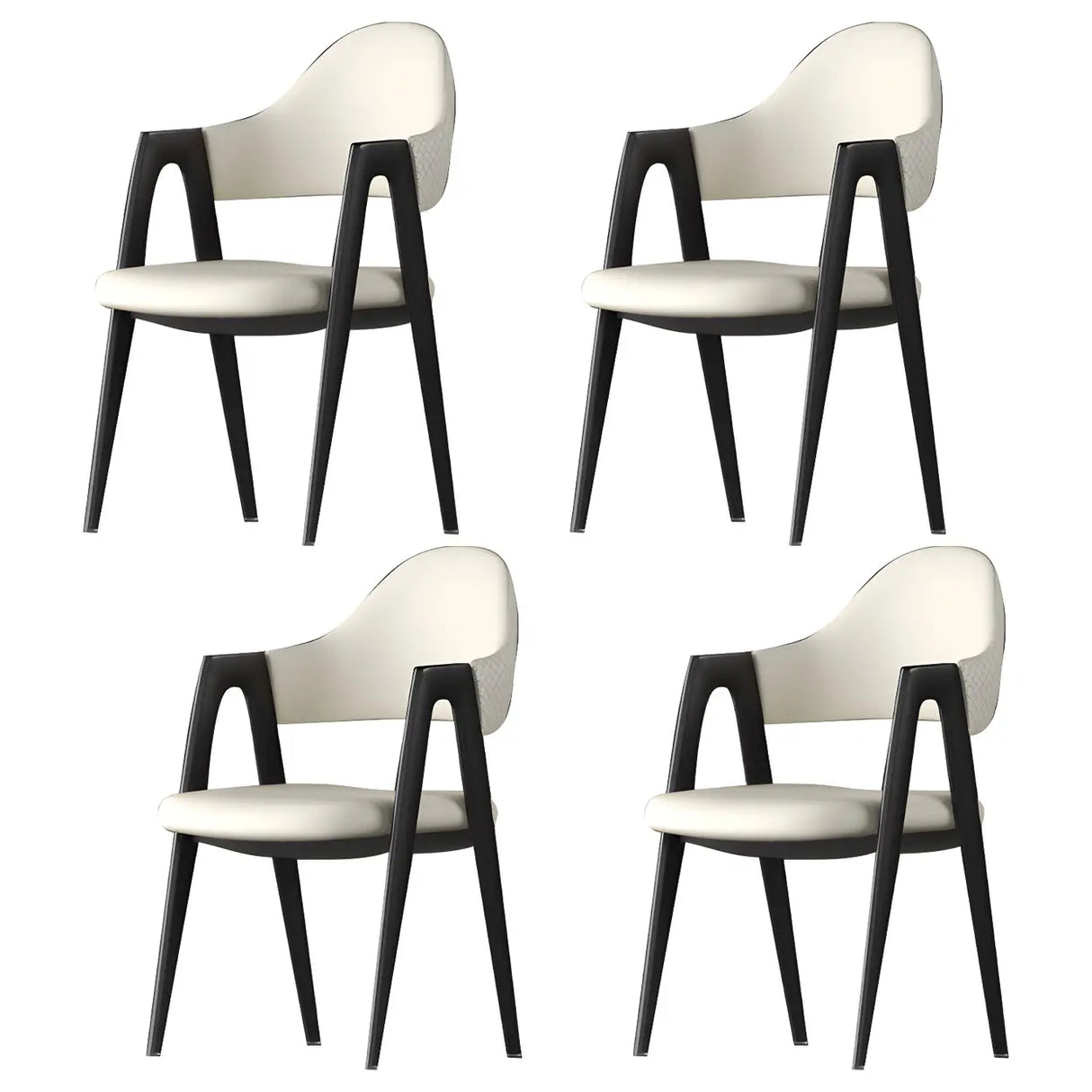 Open Back Leather Dining Arm Chair with Metal Leg Image - 17