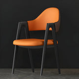 Open Back Leather Dining Arm Chair with Metal Leg Image - 19