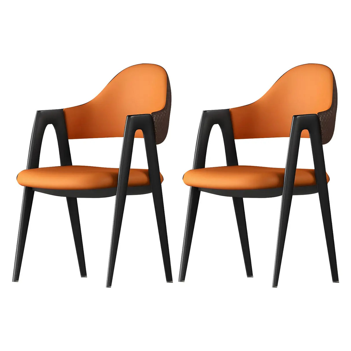 Open Back Leather Dining Arm Chair with Metal Leg Image - 20